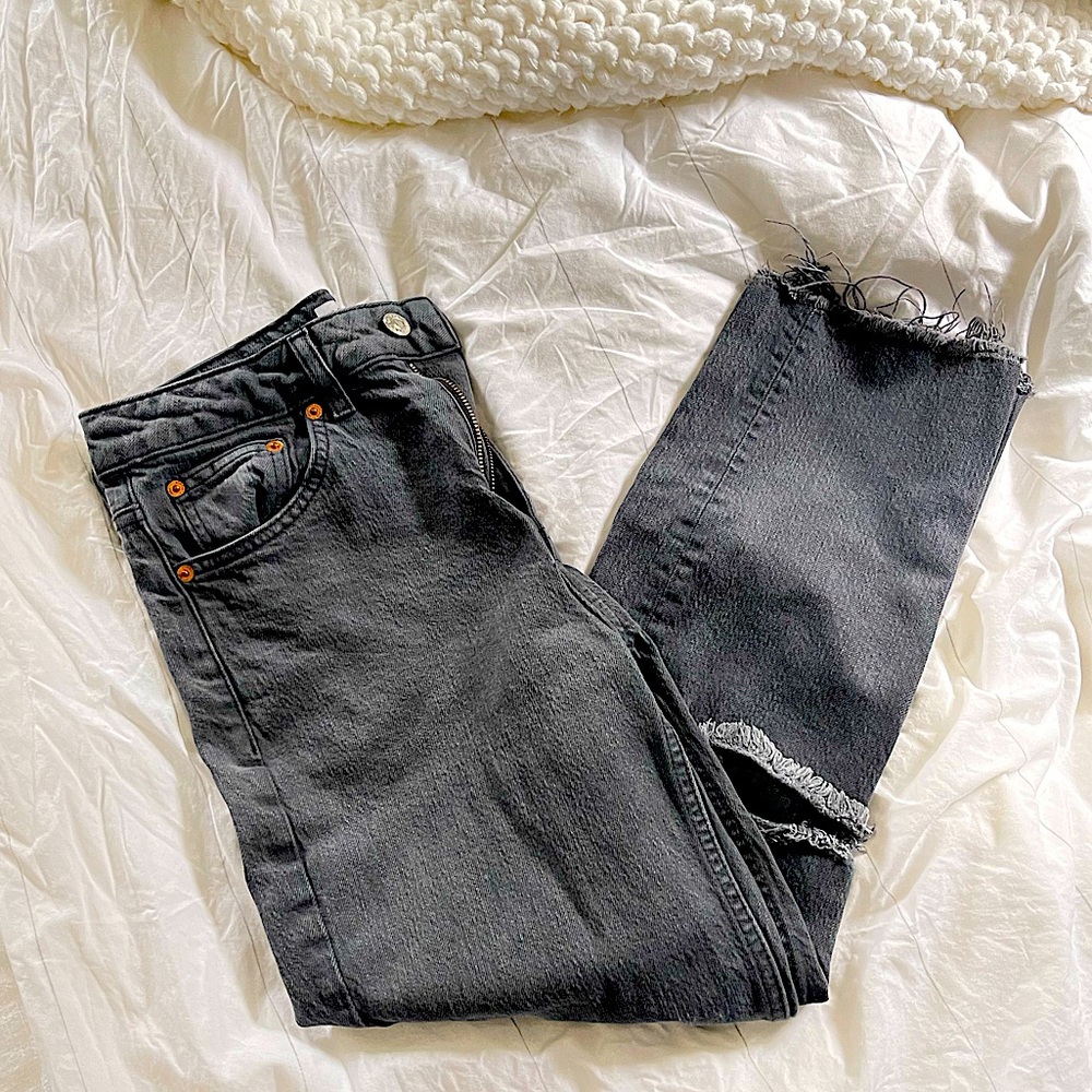 Top Shop Straight Distressed Jeans